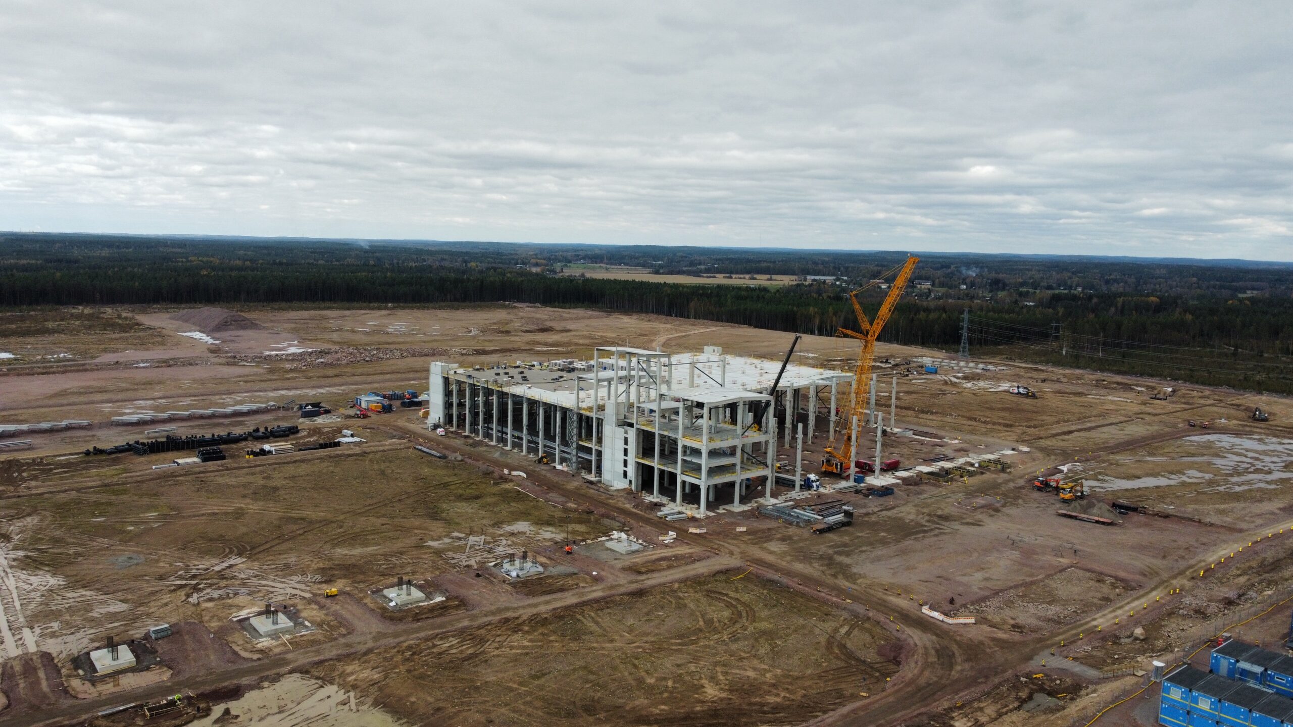 Aerial photo of the construction site of Easpring Finland’s Kotka plant in October 2025.